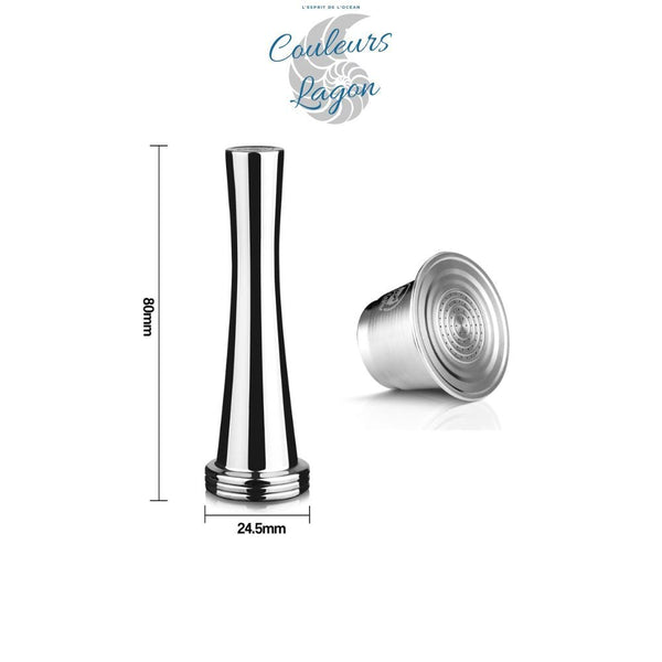 Capsule en Acier Inoxydable avec Filtre pour Machine Nespresso - Couleurs Lagon