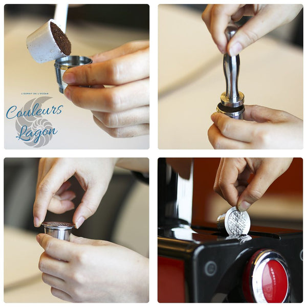 Capsule en Acier Inoxydable avec Filtre pour Machine Nespresso - Couleurs Lagon