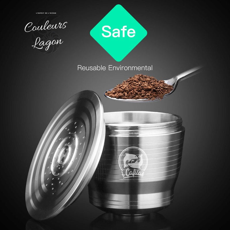 Capsule en Acier Inoxydable avec Filtre pour Machine Nespresso - Couleurs Lagon