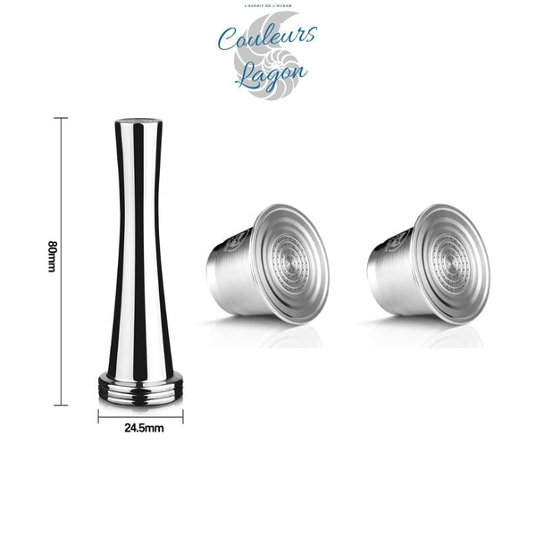Capsule en Acier Inoxydable avec Filtre pour Machine Nespresso - Couleurs Lagon
