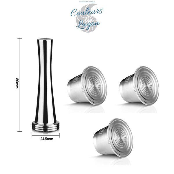 Capsule en Acier Inoxydable avec Filtre pour Machine Nespresso - Couleurs Lagon