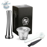 Capsule en Acier Inoxydable avec Filtre pour Machine Nespresso ICafilas - Couleurs Lagon - capsule A x1 + marteau x1 + cuillère x1