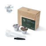 Capsule en Acier Inoxydable avec Filtre pour Machine Nespresso ICafilas - Couleurs Lagon - capsule A x2 + cuillère x1