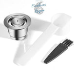 Capsule en Acier Inoxydable avec Filtre pour Machine Nespresso ICafilas - Couleurs Lagon - capsule B x1 +cuillère x1
