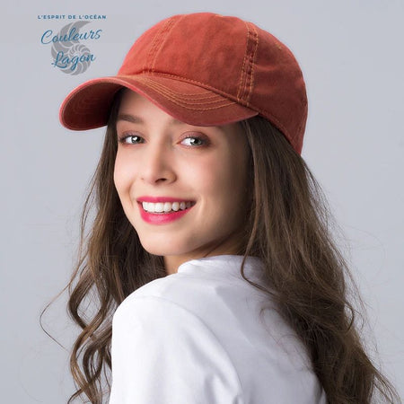 Casquette baseball coton lavé spécial queue de cheval - Couleurs Lagon