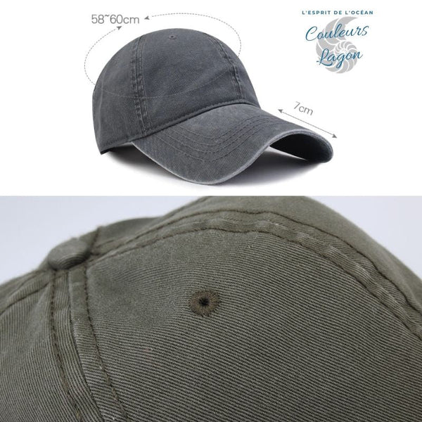Casquette baseball coton lavé spécial queue de cheval - Couleurs Lagon