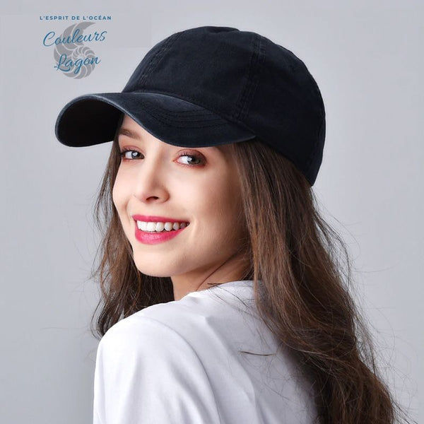 Casquette baseball coton lavé spécial queue de cheval - Couleurs Lagon