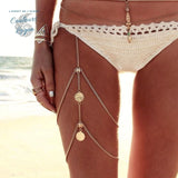 Bracelet de cuisse boho Couleurs Lagon - gros plan motif