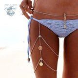 Bracelet de cuisse boho Couleurs Lagon - porté sur la peau