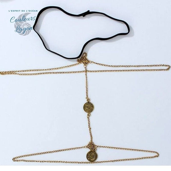 Bracelet de cuisse boho Couleurs Lagon - bijou plage ajustable