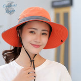 Chapeau de mer et randonnée UPF50+ spécial cheveux longs à bord large pliable PANAMA 2 COULEURS - Couleurs Lagon