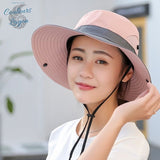 Chapeau de mer et randonnée UPF50+ spécial cheveux longs à bord large pliable PANAMA 2 COULEURS - Couleurs Lagon