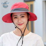 Chapeau de mer et randonnée UPF50+ spécial cheveux longs à bord large pliable PANAMA 2 COULEURS - Couleurs Lagon