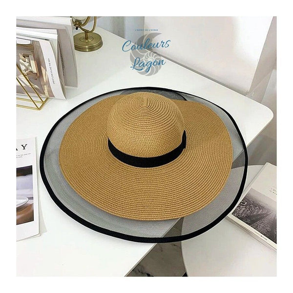 Chapeau de paille en Organza tissé à la mode pour femme - Couleurs Lagon