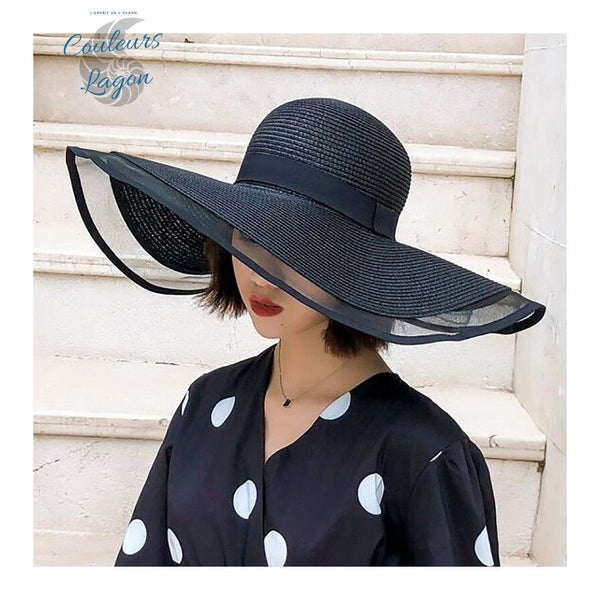 Chapeau de paille en Organza tissé à la mode pour femme - Couleurs Lagon