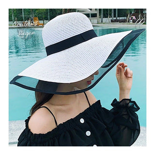 Chapeau de paille en Organza tissé à la mode pour femme - Couleurs Lagon