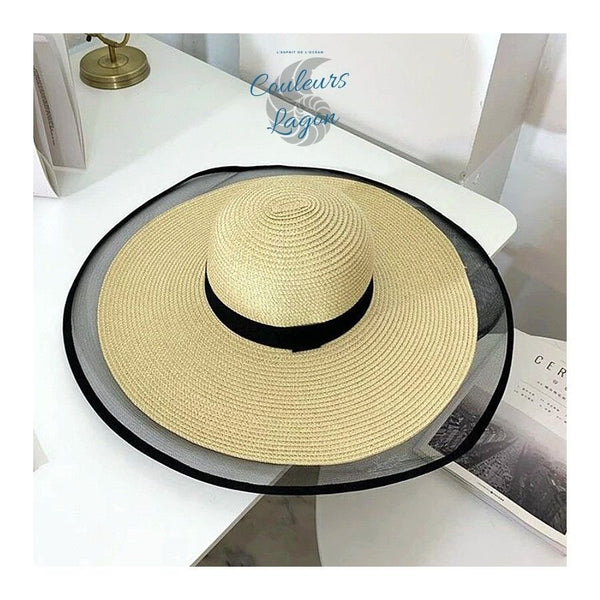 Chapeau de paille en Organza tissé à la mode pour femme - Couleurs Lagon