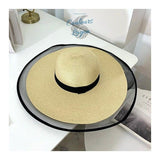 Chapeau de paille en Organza tissé à la mode pour femme - Couleurs Lagon