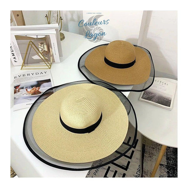 Chapeau de paille en Organza tissé à la mode pour femme - Couleurs Lagon