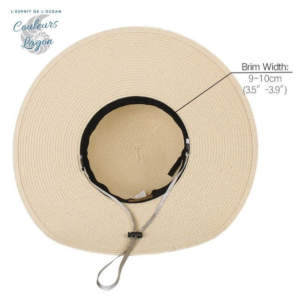 Chapeau de Plage Paille Ajustable - Couleurs Lagon