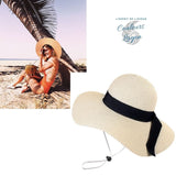 Chapeau de Plage Paille Ajustable - Couleurs Lagon