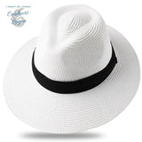 Chapeau de Plage Paille Ajustable PANAMA Court - Couleurs Lagon