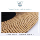 Chapeau de Plage Paille Ajustable PANAMA Court - Couleurs Lagon