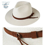 Chapeau de Plage Paille Ajustable PANAMA Court - Couleurs Lagon