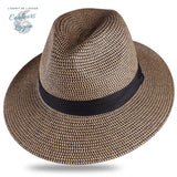 Chapeau de Plage Paille Ajustable PANAMA Court - Couleurs Lagon