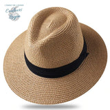 Chapeau de Plage Paille Ajustable PANAMA Court - Couleurs Lagon