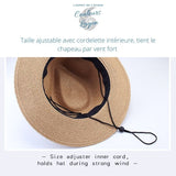 Chapeau de Plage Paille Ajustable PANAMA Court - Couleurs Lagon