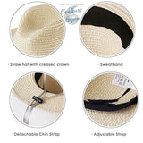 Chapeau de Plage Paille Ajustable PANAMA Court - Couleurs Lagon
