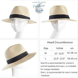 Chapeau de Plage Paille Ajustable PANAMA Court - Couleurs Lagon