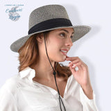 Chapeau de Plage Paille Ajustable PANAMA Court - Couleurs Lagon