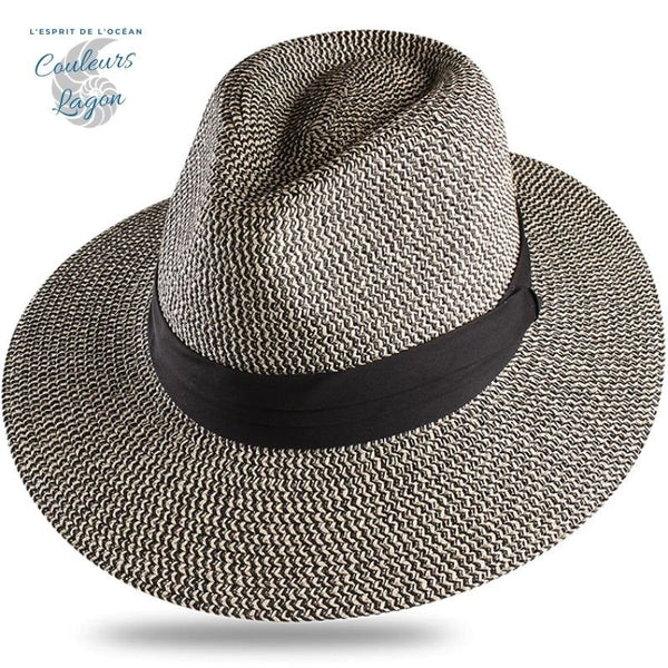 Chapeau de Plage Paille Ajustable PANAMA Court - Couleurs Lagon
