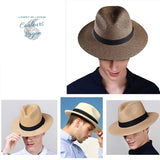 Chapeau de Plage Paille Ajustable PANAMA Court - Couleurs Lagon