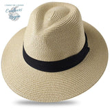 Chapeau de Plage Paille Ajustable PANAMA Court - Couleurs Lagon