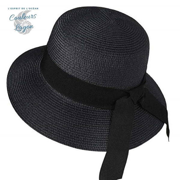 Chapeau de Plage Paille Ajustable PANAMA Rond Court - Couleurs Lagon