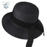 Chapeau de Plage Paille Ajustable PANAMA Rond Court - Couleurs Lagon
