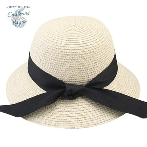 Chapeau de Plage Paille Ajustable PANAMA Rond Court - Couleurs Lagon