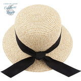 Chapeau de Plage Paille Ajustable PANAMA Rond Court - Couleurs Lagon