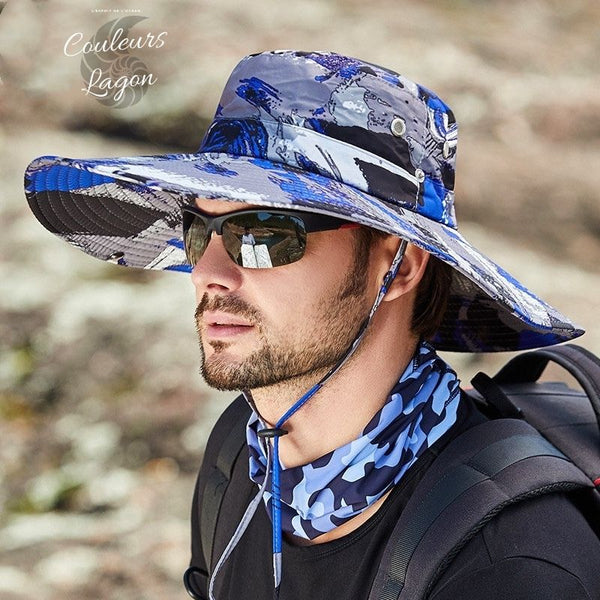 Chapeau de Soleil Anti UV Unisexe à Bord Large Pliable PANAMA - Couleurs Lagon