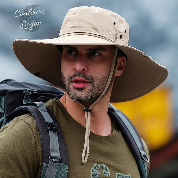 Chapeau de Soleil Anti UV Unisexe à Bord Large Pliable PANAMA UNI - Couleurs Lagon