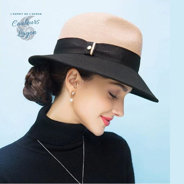 Chapeau Melon Dame Pure Laine PANAMA - Couleurs Lagon