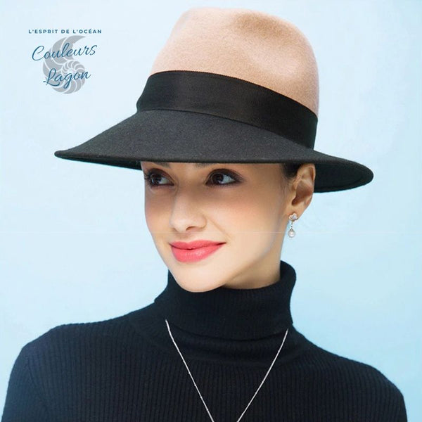 Chapeau Melon Dame Pure Laine PANAMA - Couleurs Lagon