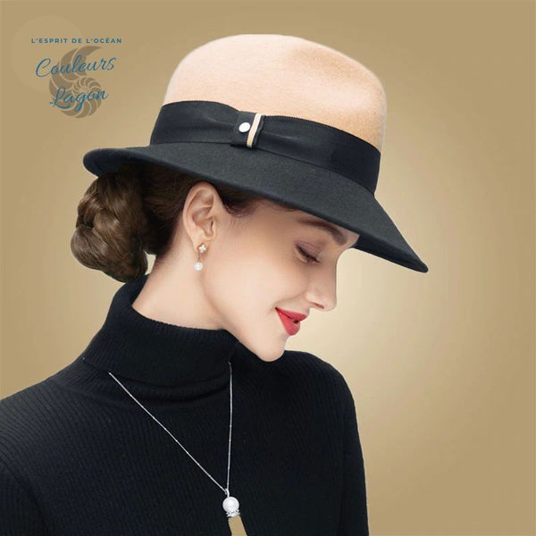 Chapeau Melon Dame Pure Laine PANAMA - Couleurs Lagon