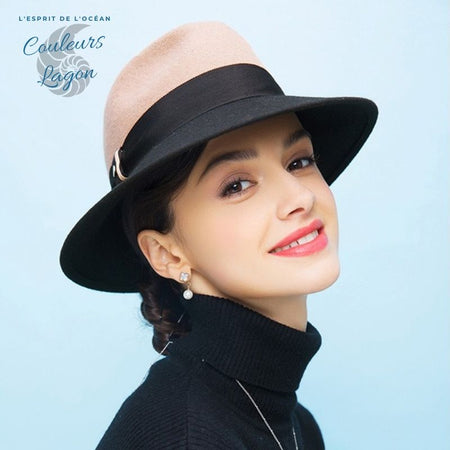 Chapeau Melon Dame Pure Laine PANAMA - Couleurs Lagon