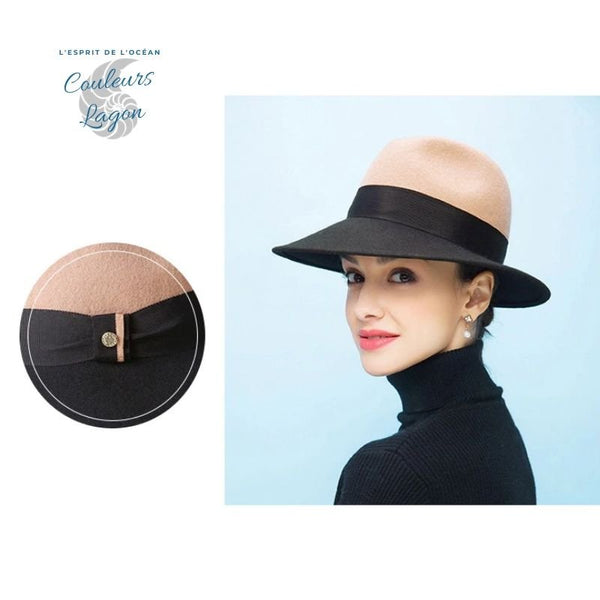 Chapeau Melon Dame Pure Laine PANAMA - Couleurs Lagon