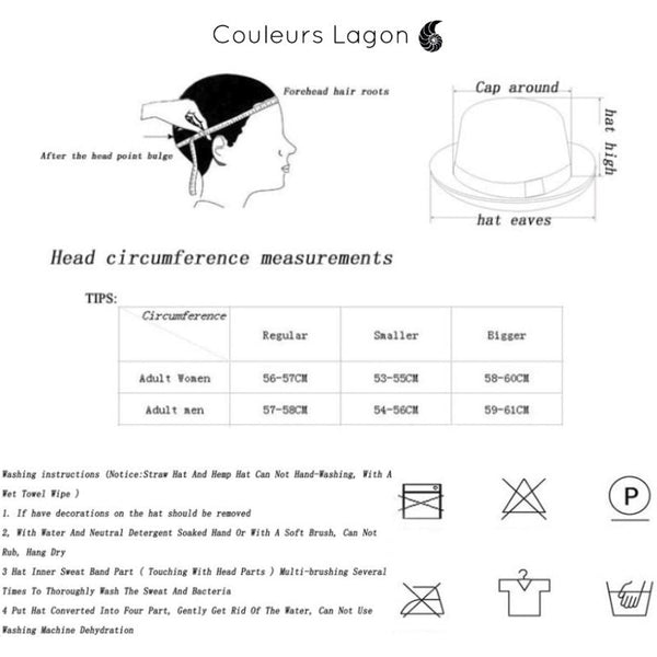 Chapeau Melon Dame Pure Laine PANAMA - Couleurs Lagon