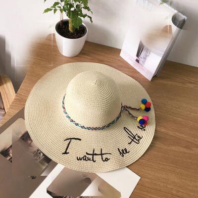 Chapeau Paille Plage Dame I want to see the sea - Couleurs Lagon